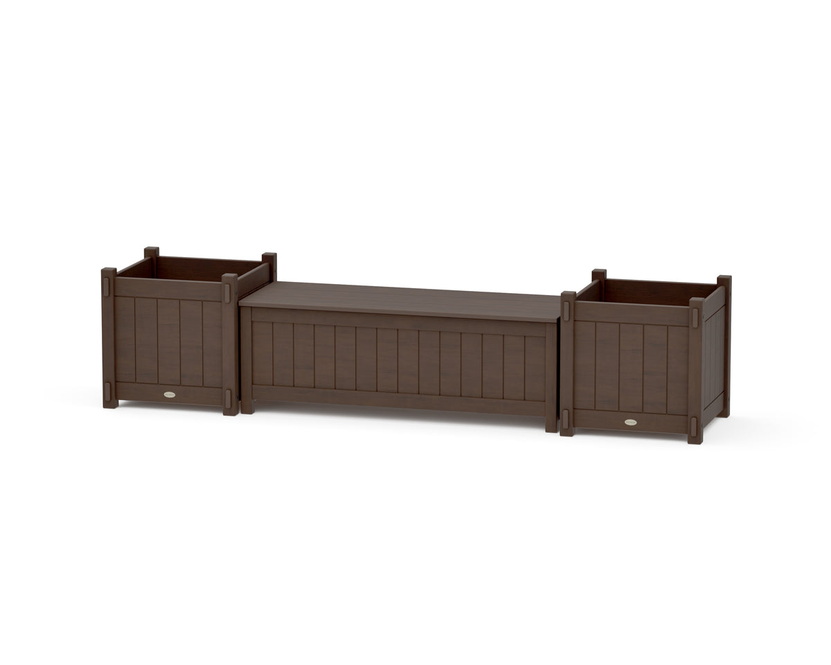 POLYWOOD 48" Vineyard Straight Planter Storage Bench Set - Large in Kona