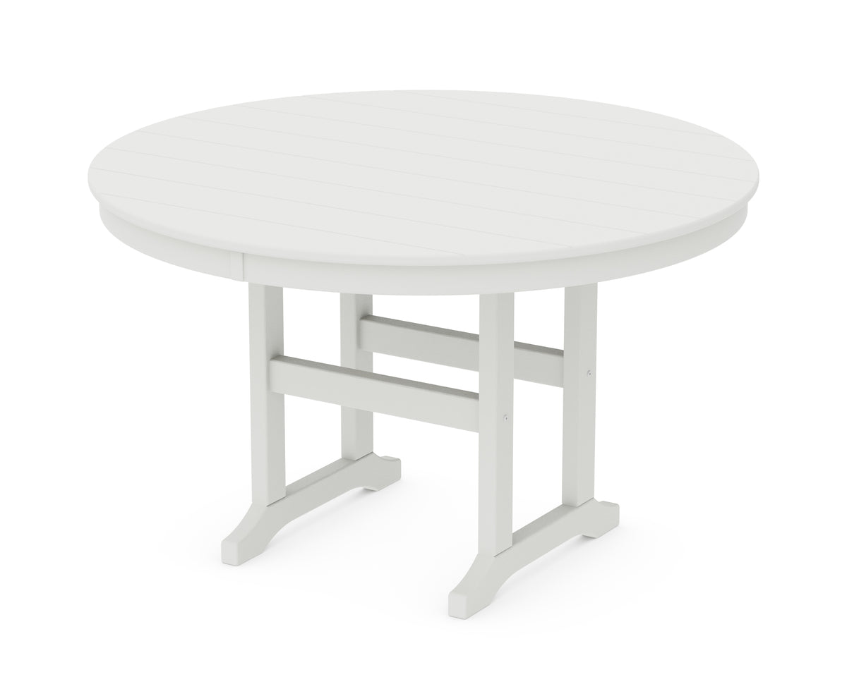 POLYWOOD 48" Round Farmhouse Dining Table in Vintage White
