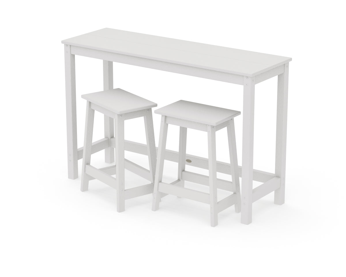 POLYWOOD Modern Studio Stool 3-Piece Counter Balcony Set in Vintage White