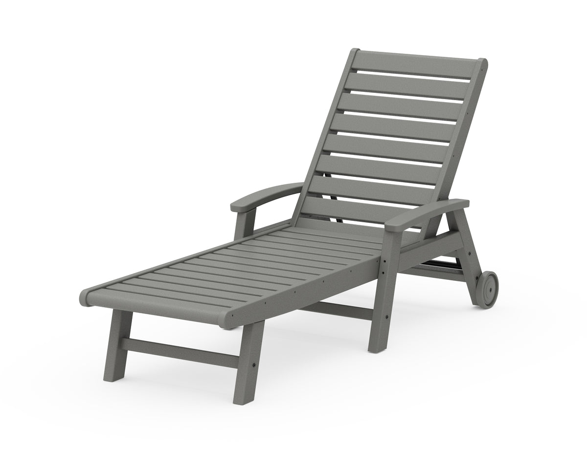 POLYWOOD Signature Chaise with Wheels in Slate Grey
