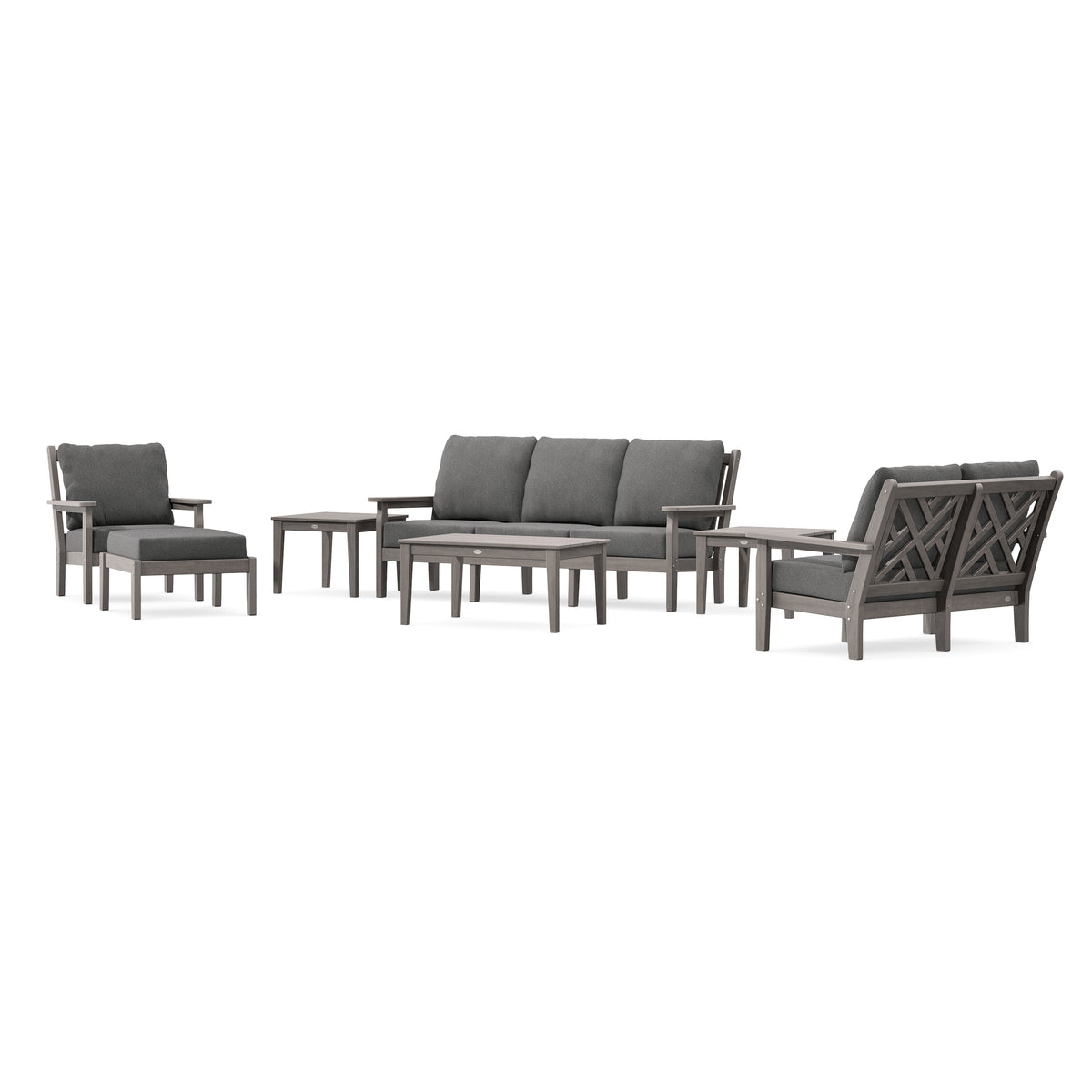POLYWOOD Chippendale 7-Piece Deep Seating Set in Driftwood
