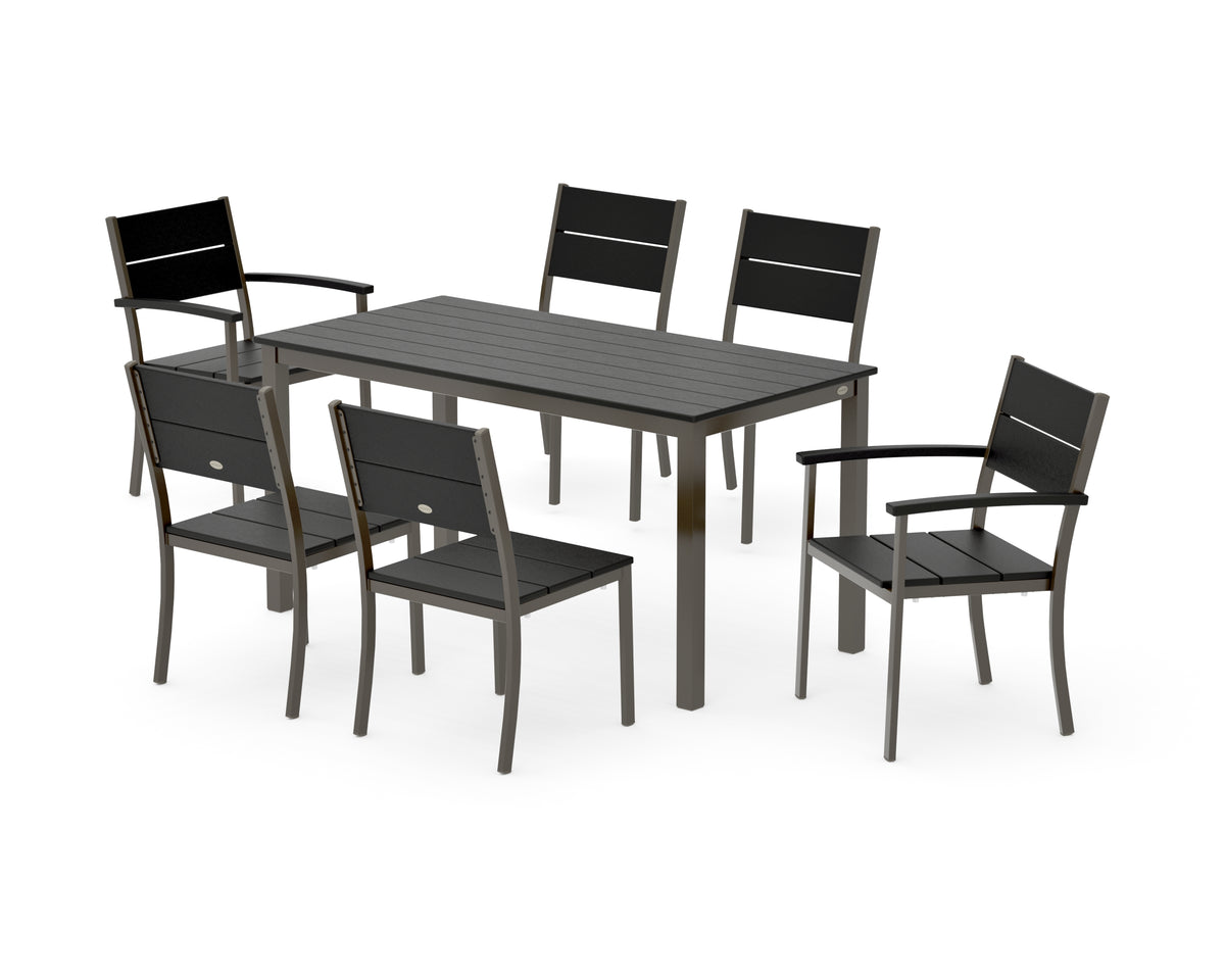 POLYWOOD Main Street 7-Piece Dining Set with Main Street 30 x 60 Dining Table in Bronze / Black