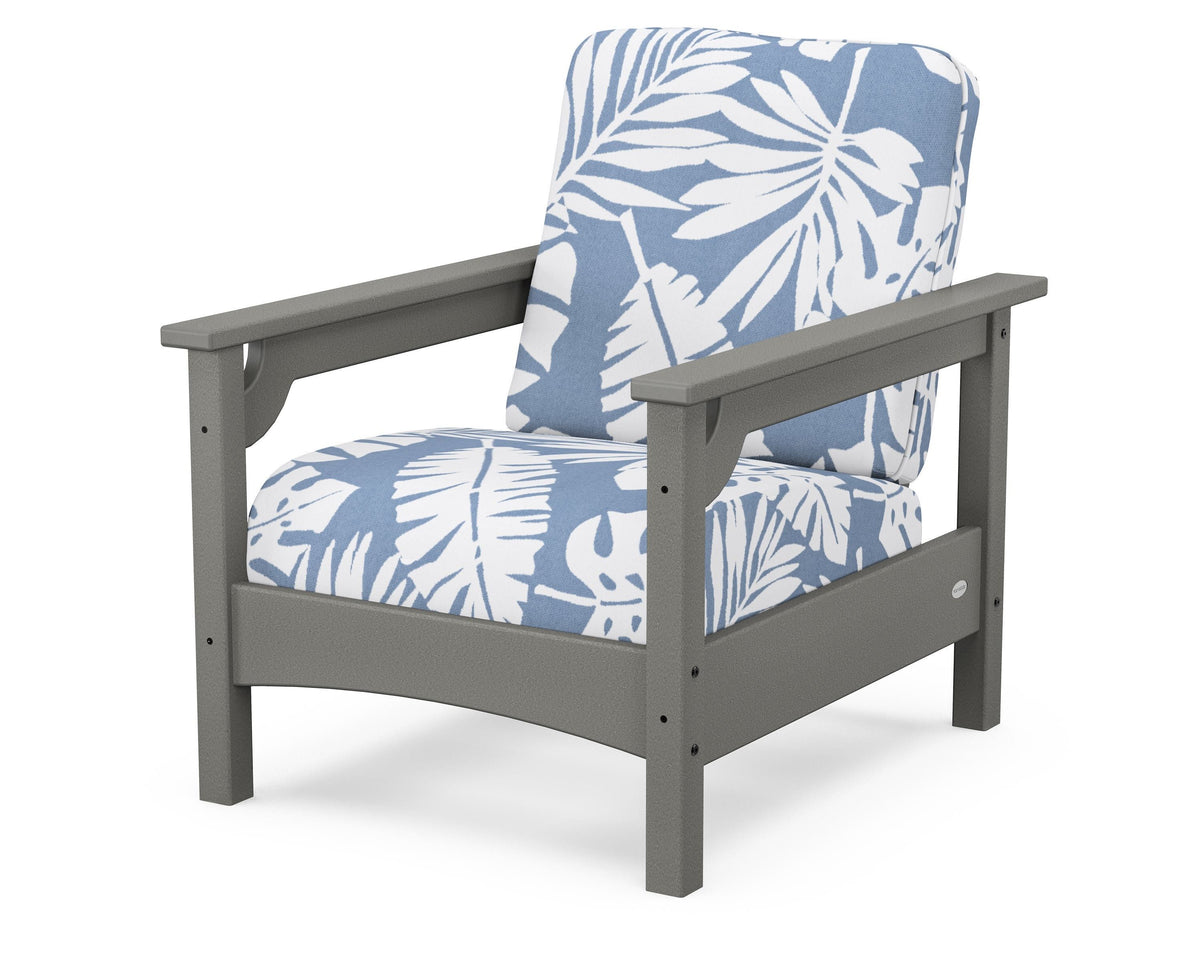 POLYWOOD Club Chair in Slate Grey / Leaf Sky Blue