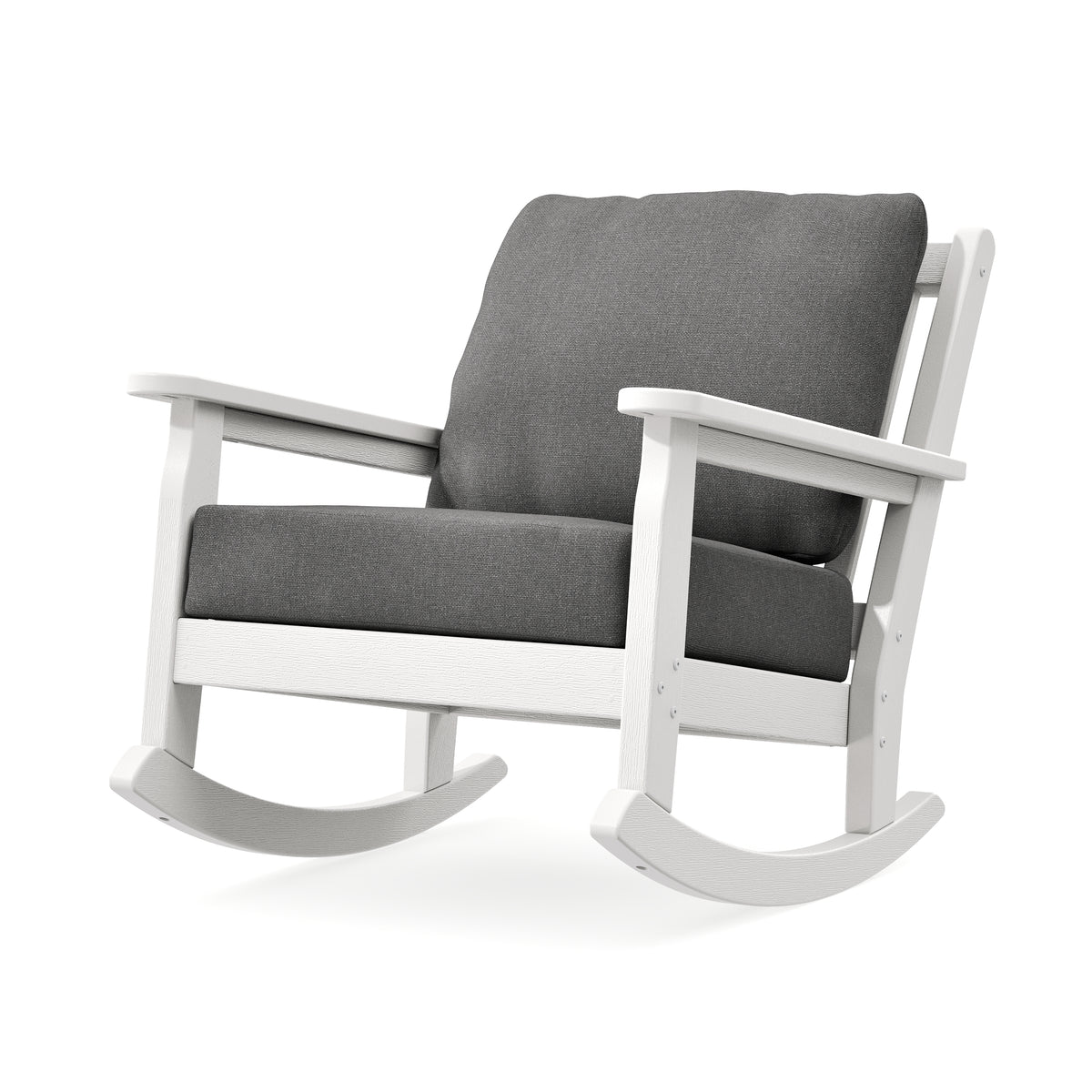 POLYWOOD Chippendale Deep Seating Rocking Chair in Vintage White / Ash Charcoal