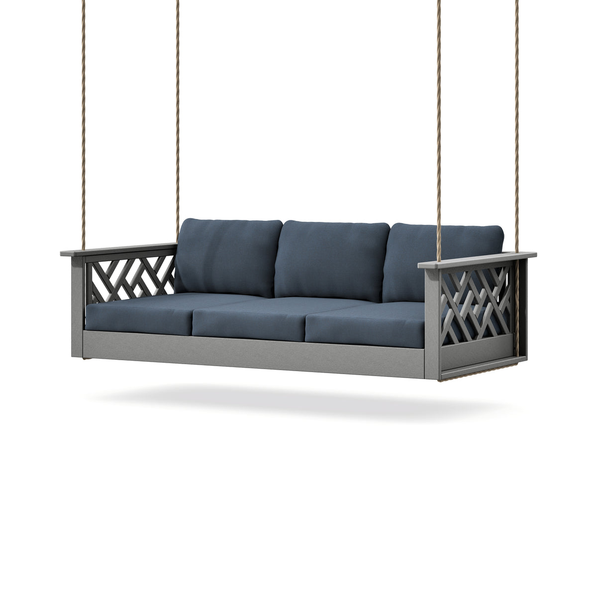POLYWOOD Chippendale Daybed Swing in Slate Grey / Marine Indigo