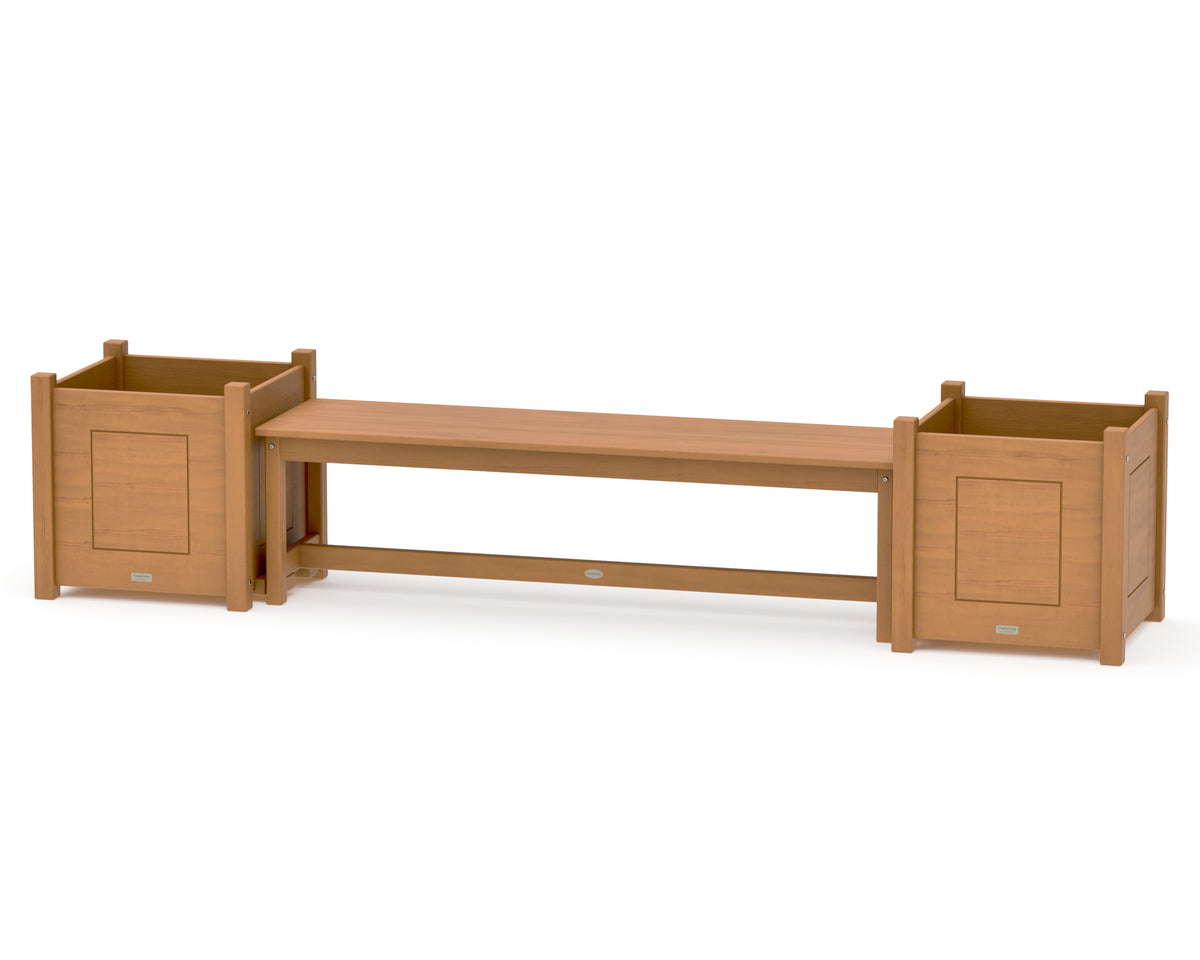 POLYWOOD 60" Country Living Straight Planter Bench Set - Large in Natural