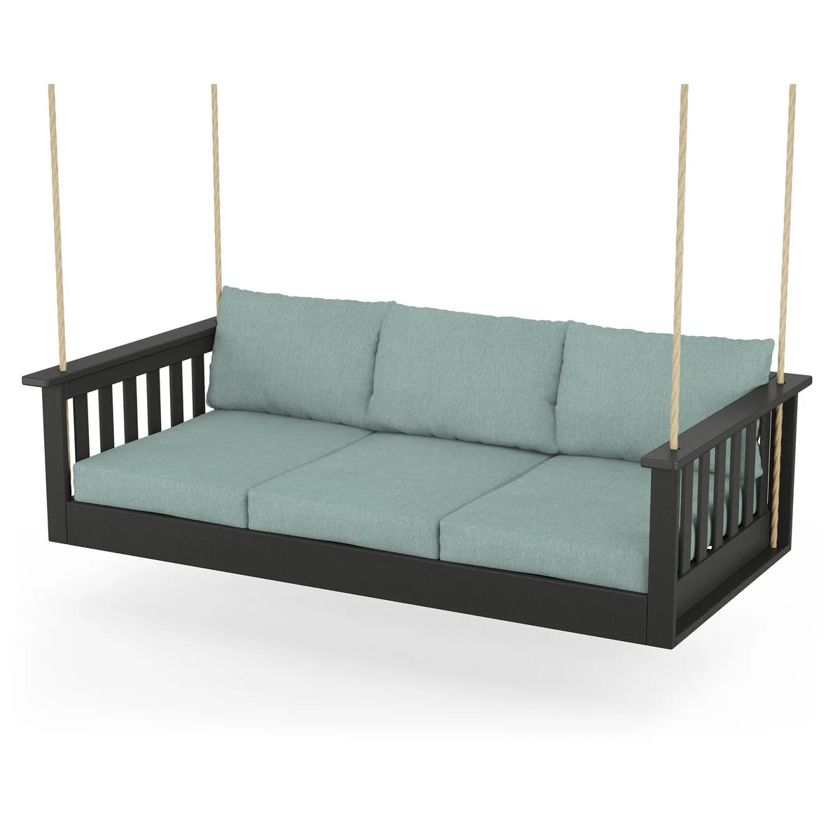 POLYWOOD Vineyard Daybed Swing in Black / Glacier Spa