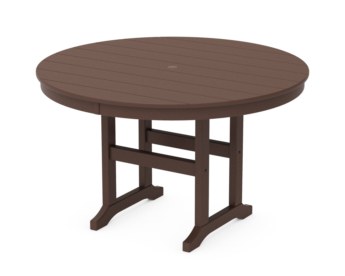 POLYWOOD 48" Round Farmhouse Dining Table in Mahogany