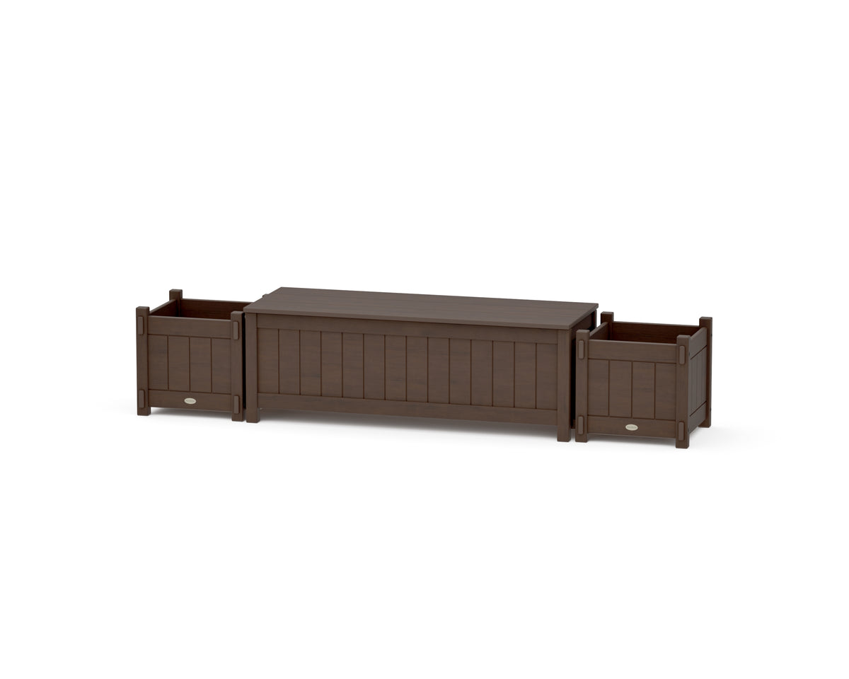 POLYWOOD 48" Vineyard Straight Planter Storage Bench Set in Kona