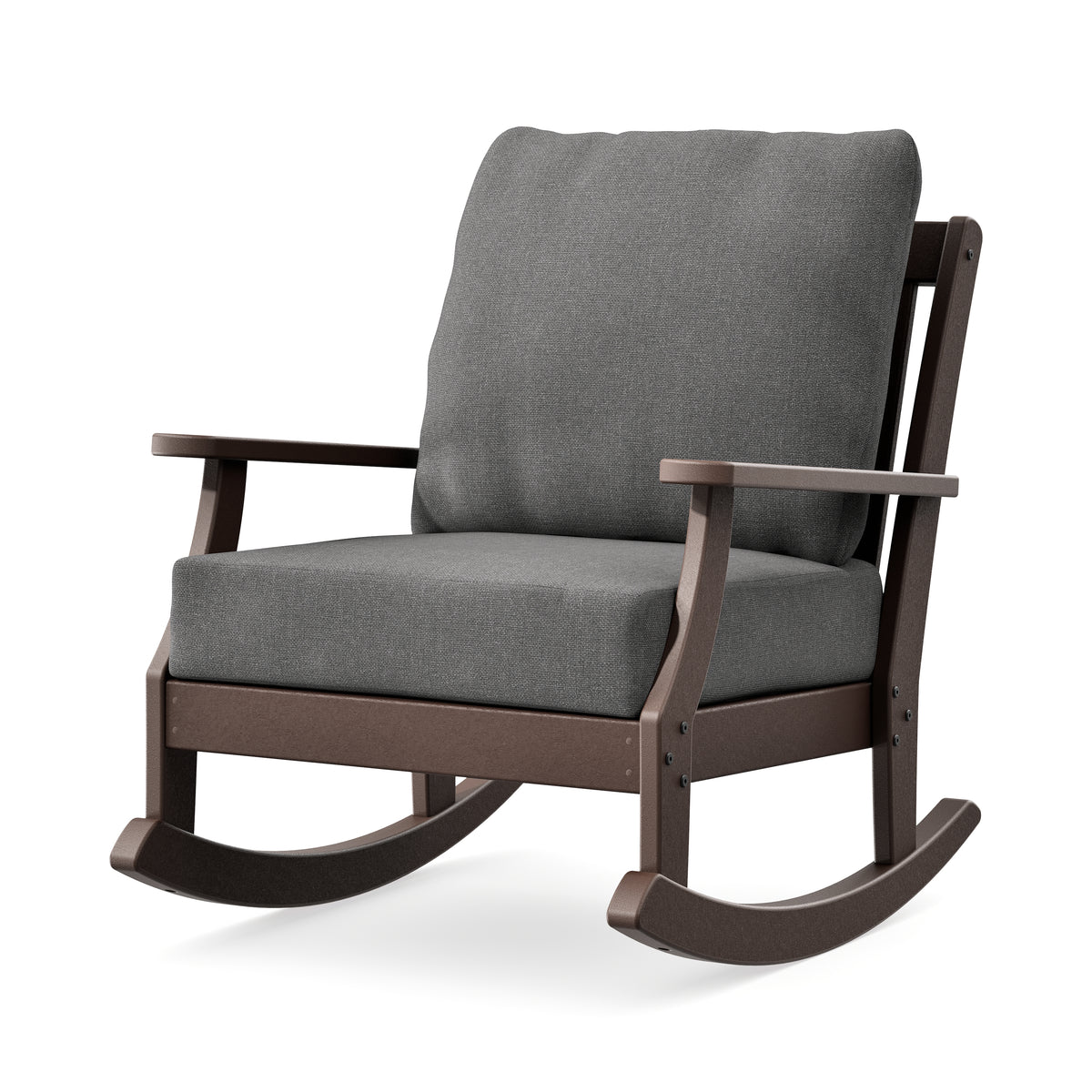 POLYWOOD Braxton Deep Seating Rocking Chair in Mahogany / Ash Charcoal