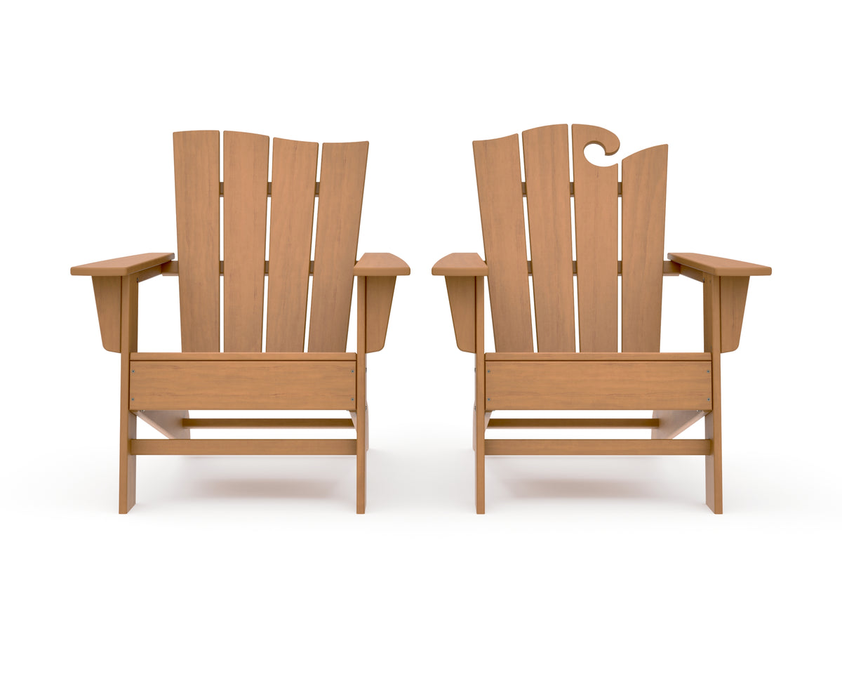 POLYWOOD Wave 2-Piece Adirondack Set with The Wave Chair Left in Natural