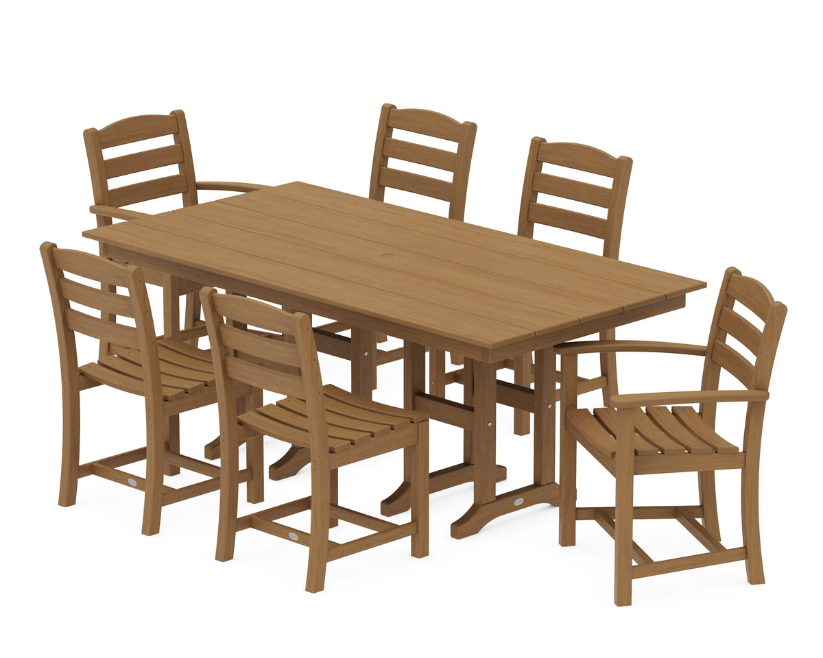 POLYWOOD La Casa Café 7-Piece Farmhouse Dining Set in Natural