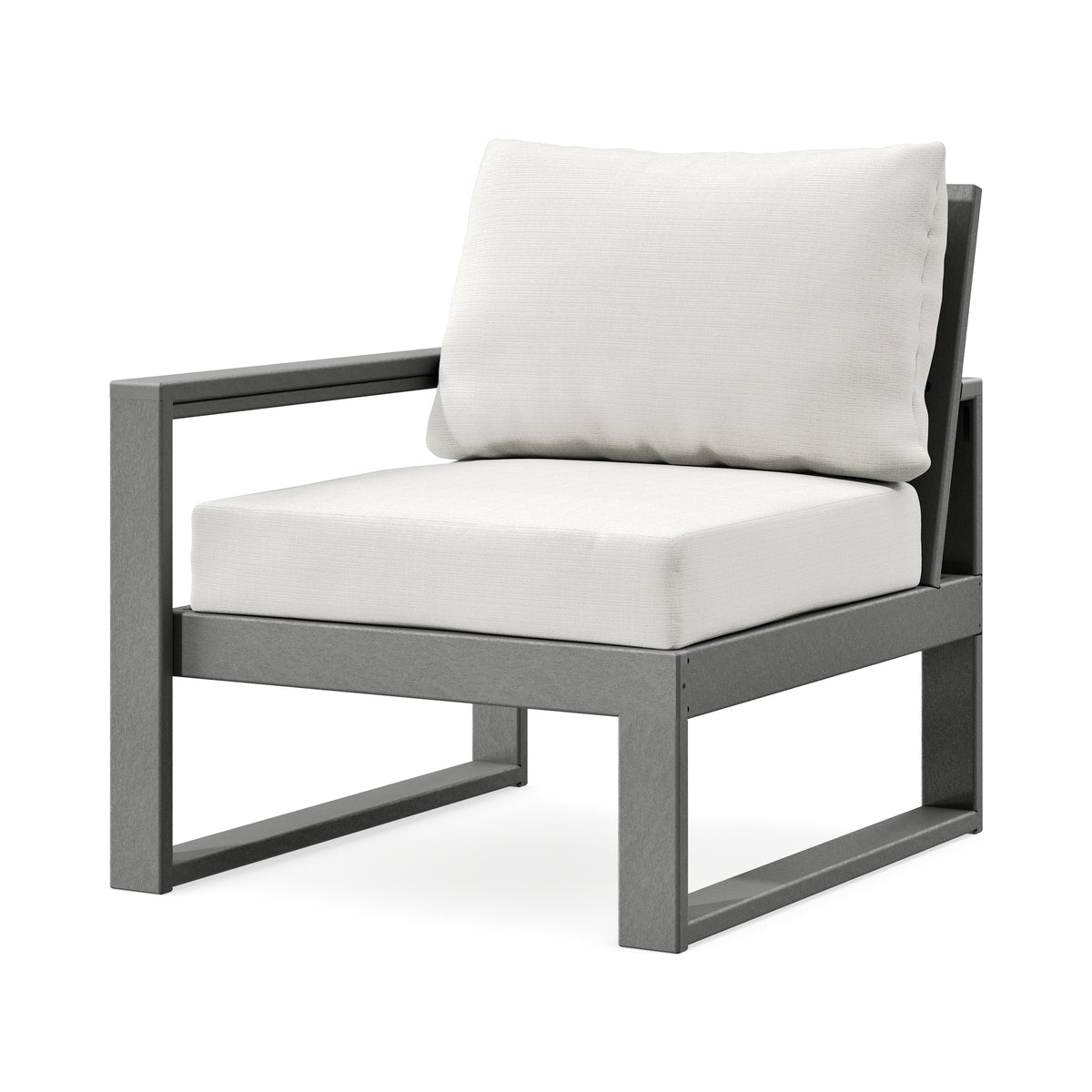 POLYWOOD EDGE Modular Left Arm Chair in Slate Grey / Natural Linen