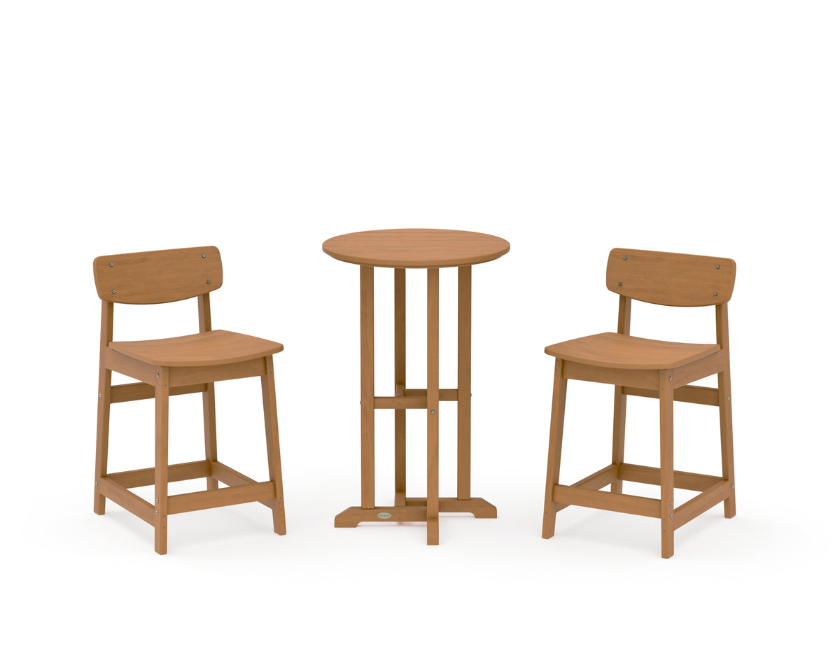 POLYWOOD Modern Studio Urban Lowback 3-Piece Bistro Counter Set in Natural