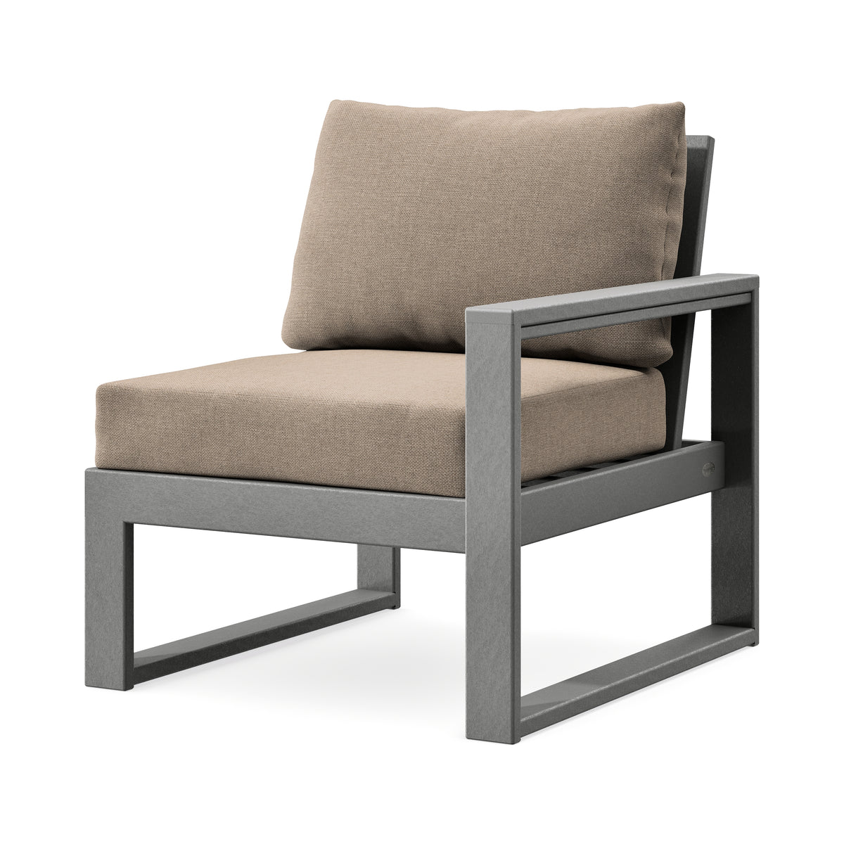 POLYWOOD EDGE Modular Right Arm Chair in Slate Grey / Spiced Burlap