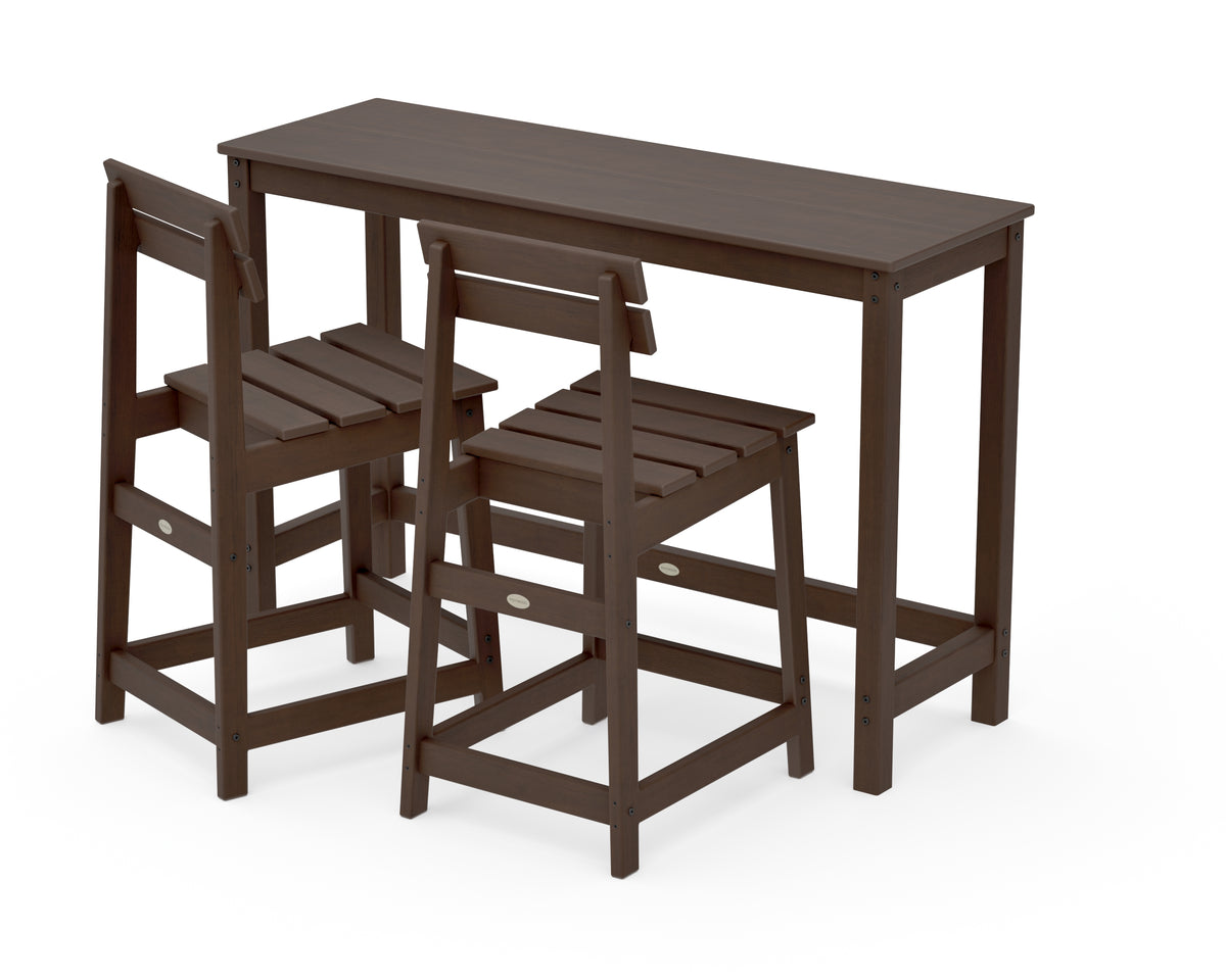 POLYWOOD Modern Studio Plaza Counter Chair 3-Piece Balcony Set in Kona