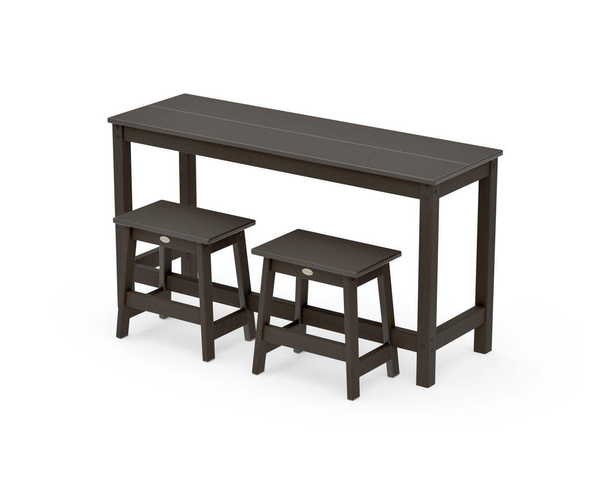 POLYWOOD Modern Studio Stool 3-Piece Balcony Set in Vintage Coffee