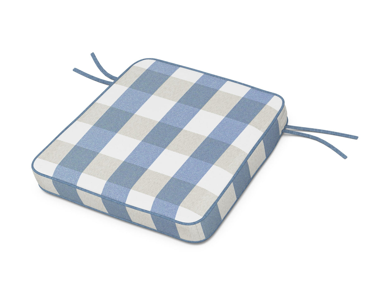 POLYWOOD Acadia Dining Arm Seat Cushion in Buffalo Plaid Sky Blue