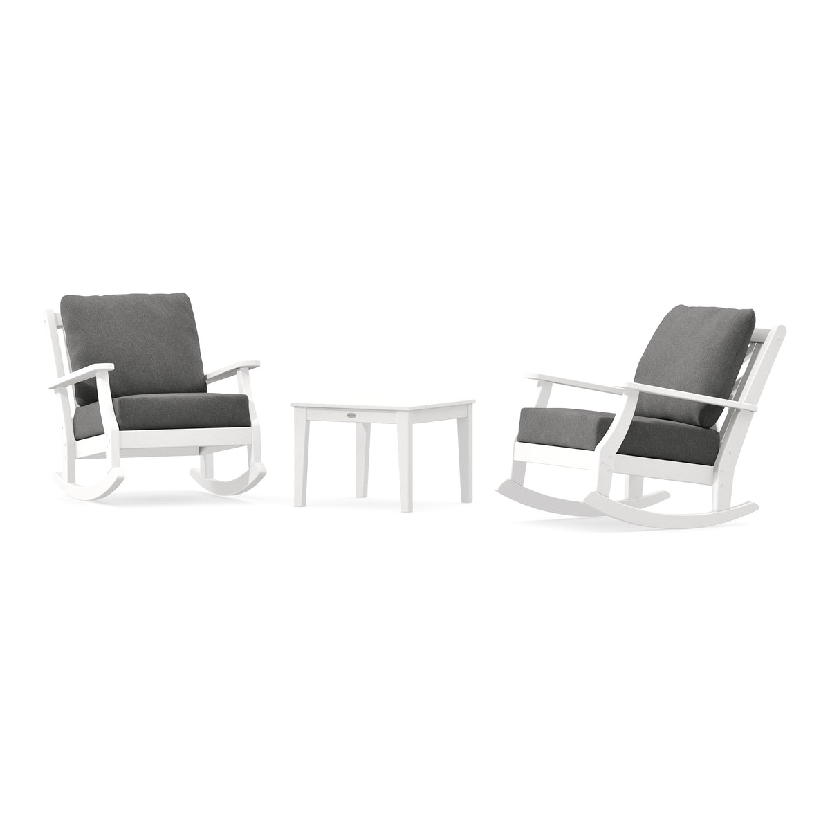 POLYWOOD Country Living Wovendale 3-Piece Deep Seating Rocker Set in White
