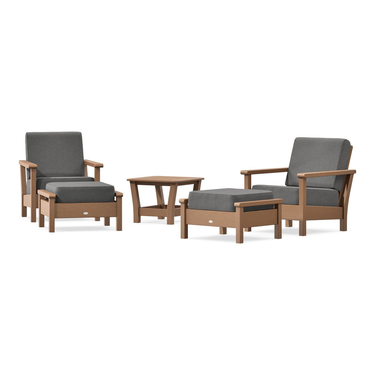 POLYWOOD Harbour 5-Piece Deep Seating Chair Set in Teak