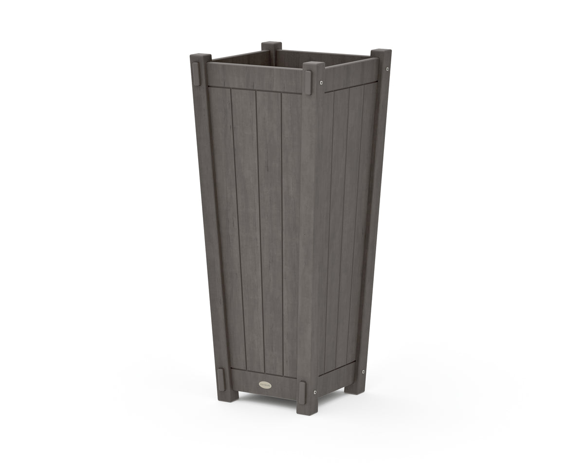 POLYWOOD Vineyard Tapered Square Tall Planter Box in Driftwood