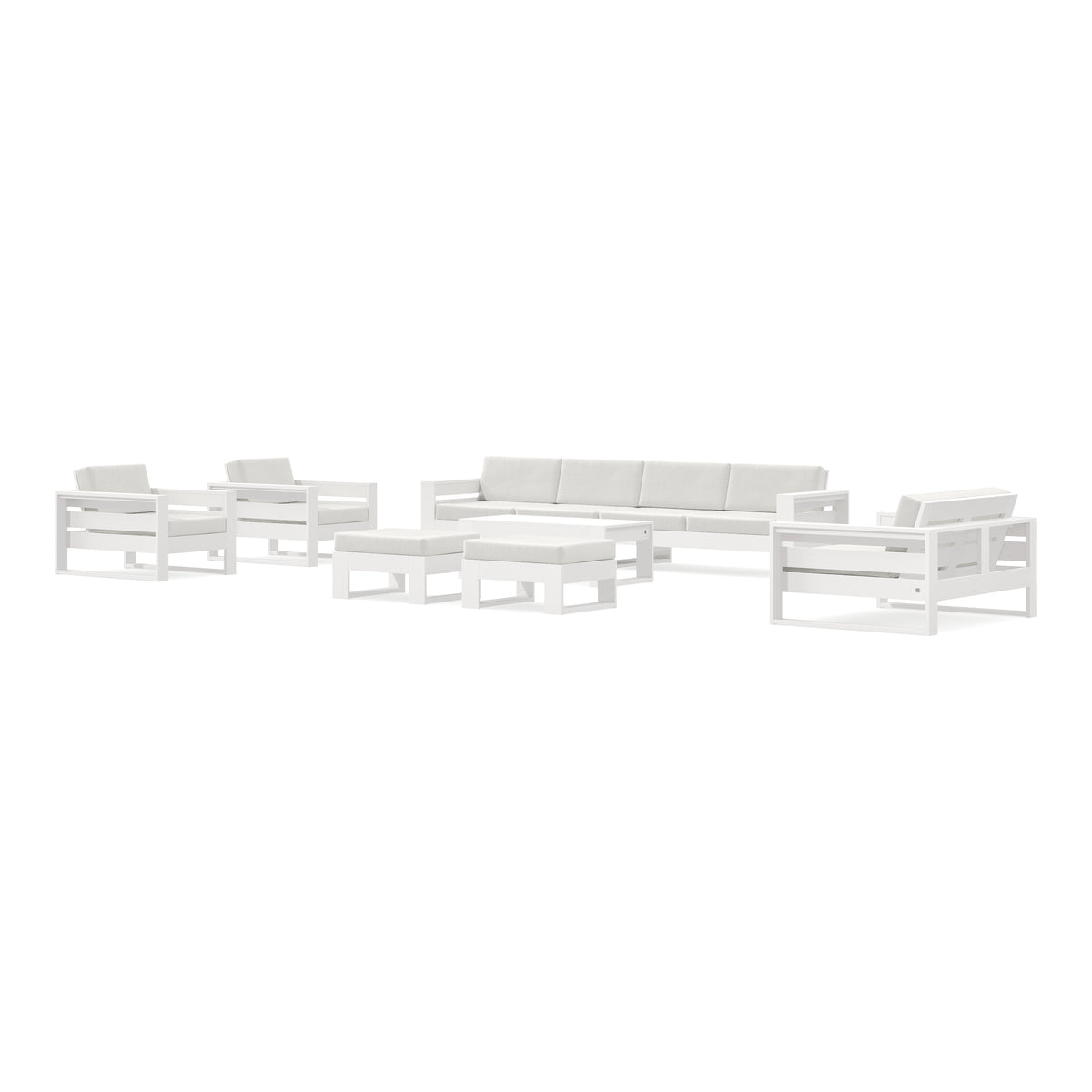 POLYWOOD PW Designer Series Latitude 8-Piece Lounge Sofa Set in Vintage White / Natural Linen