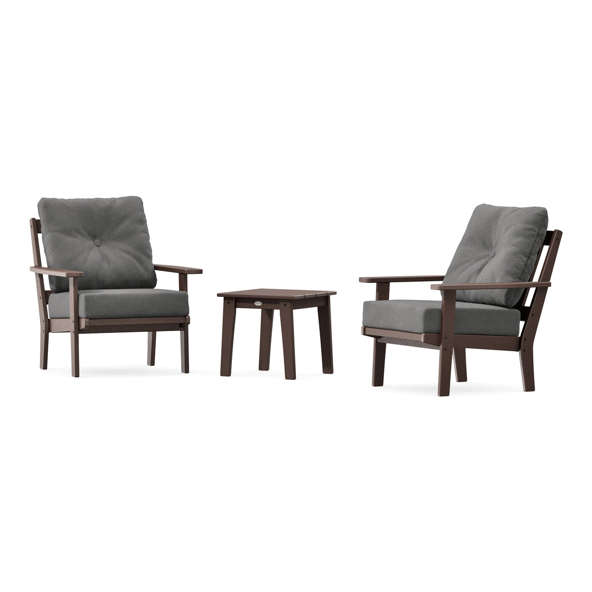 POLYWOOD Oxford 3-Piece Deep Seating Set in Mahogany