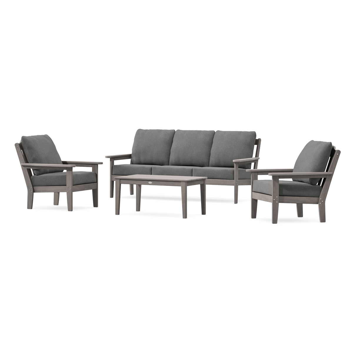 POLYWOOD Country Living Cottage 4-Piece Deep Seating Set with Sofa in Driftwood