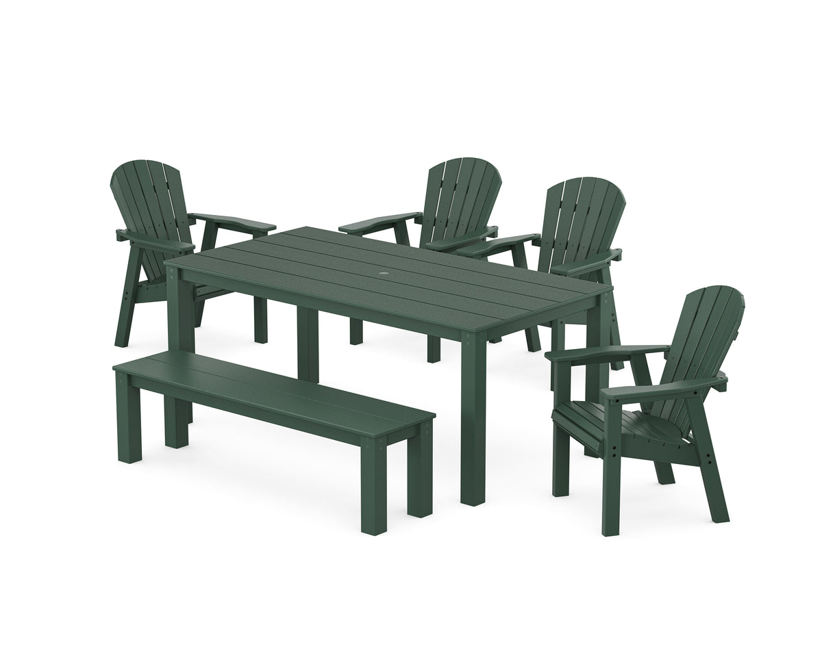 POLYWOOD Seashell 6-Piece Parsons Dining Set with Bench in Green