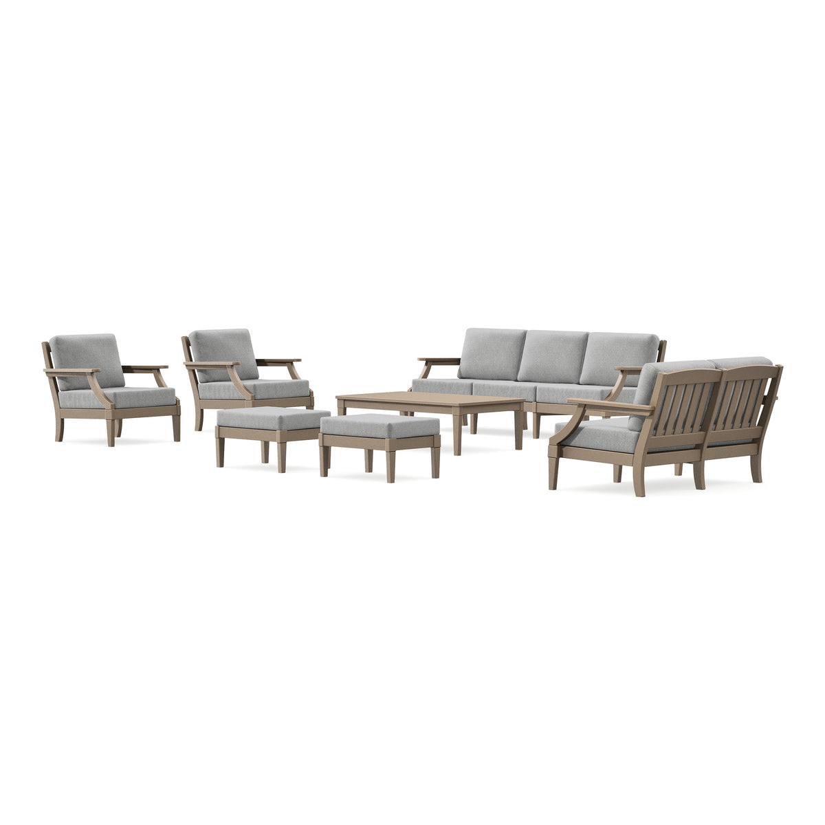 POLYWOOD PW Designer Series Estate 7-Piece Lounge Sofa Set in Vintage Sahara / Grey Mist