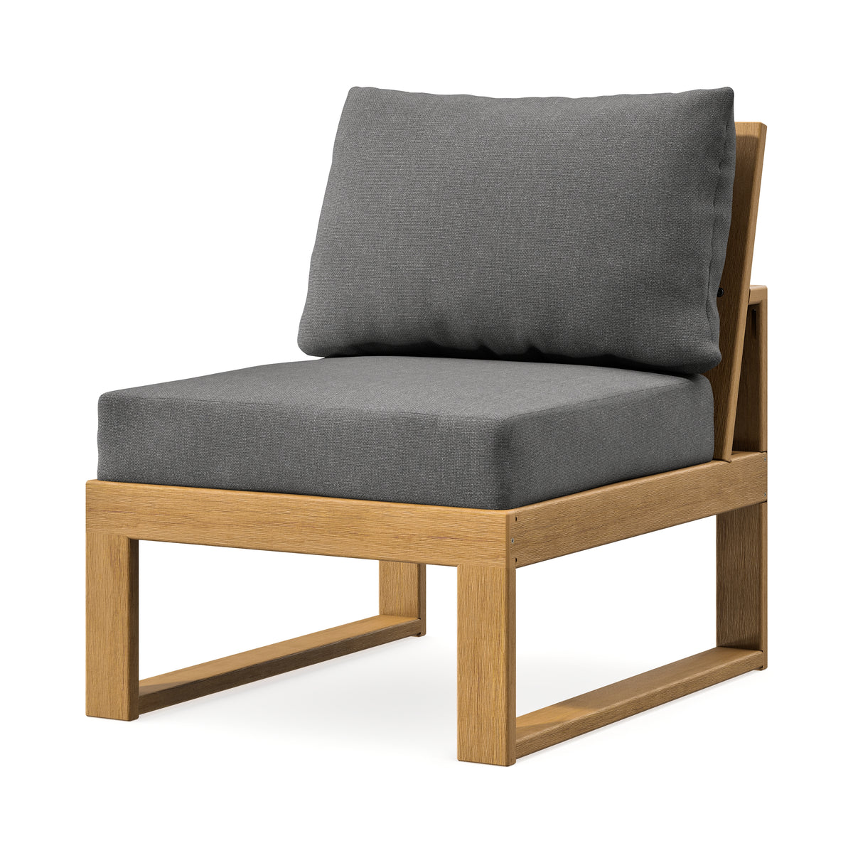 POLYWOOD Modular Armless Chair in Natural / Ash Charcoal