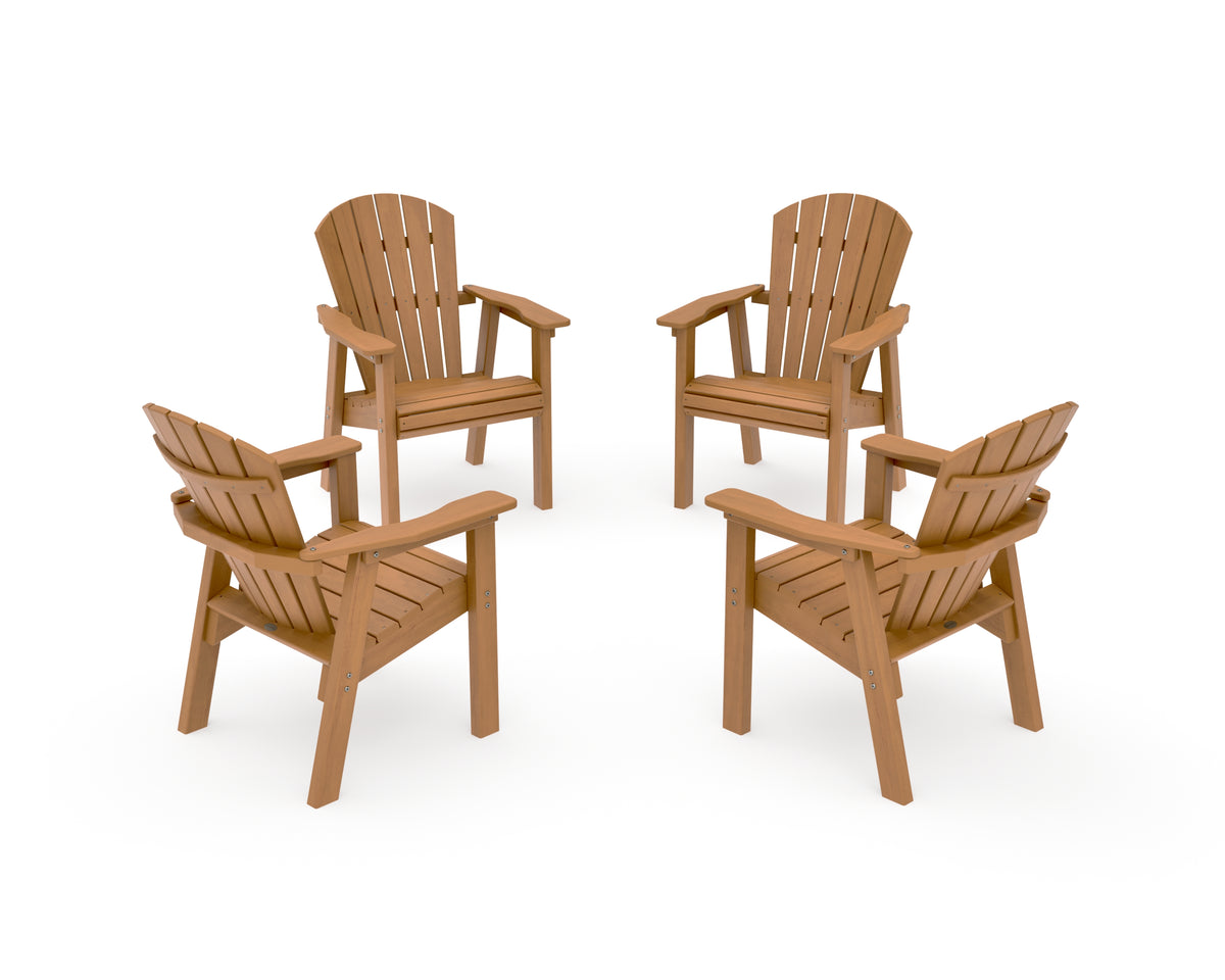 POLYWOOD Seashell 4-Piece Upright Adirondack Conversation Set in Natural