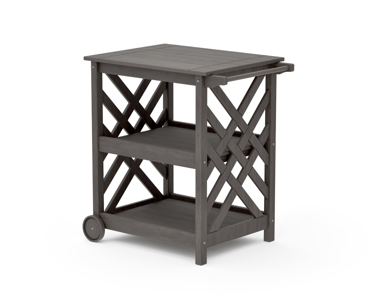 POLYWOOD Wovendale Bar Cart in Driftwood