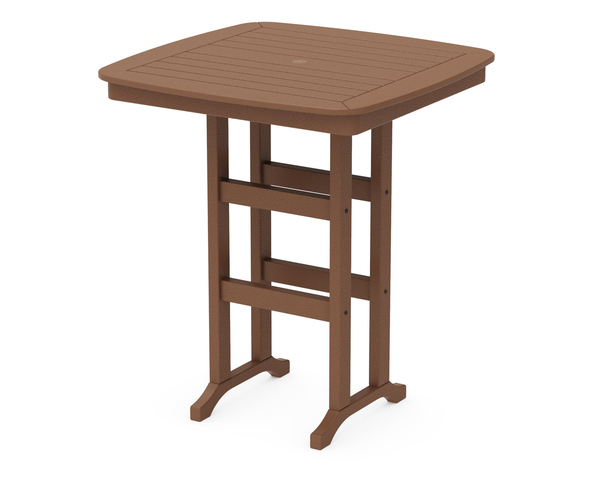 POLYWOOD Nautical 37" Bar Table in Teak