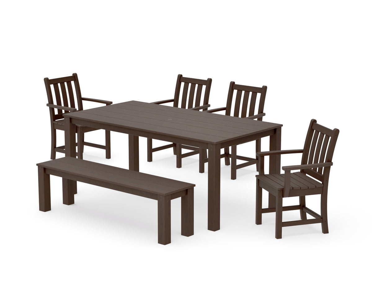 POLYWOOD Traditional Garden 6-Piece Parsons Dining Set with Bench in Kona