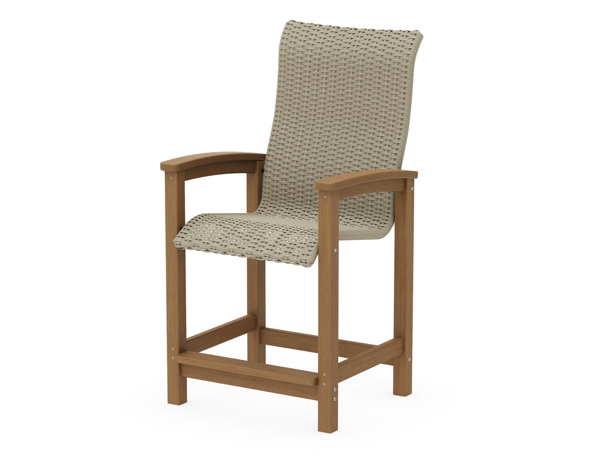 POLYWOOD Coastal Woven High-Back Counter Chair in Natural / Dune Grass