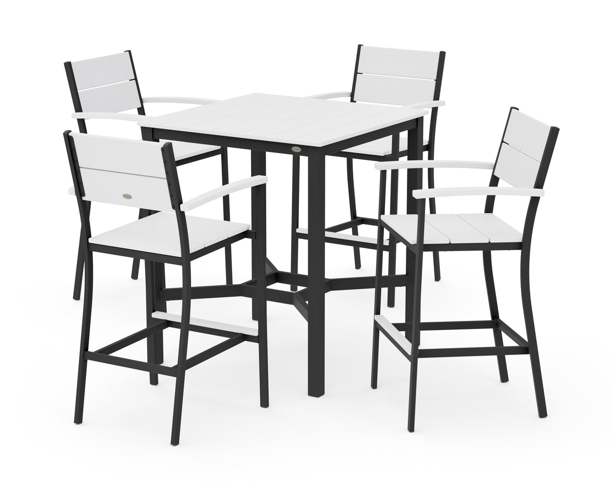 POLYWOOD Main Street 5-Piece Bar Set in Black / White