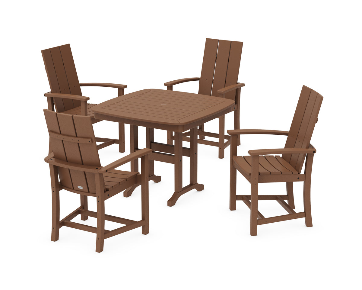 POLYWOOD Modern Adirondack 5-Piece Dining Set in Teak