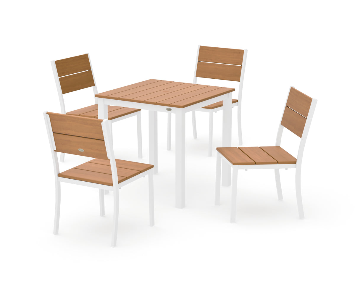 POLYWOOD Main Street 5-Piece Square Dining Set- Small in White / Natural