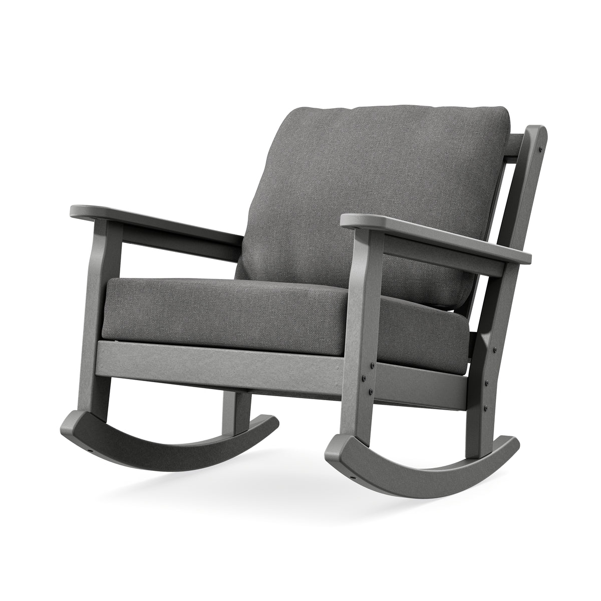 POLYWOOD Chippendale Deep Seating Rocking Chair in Slate Grey / Ash Charcoal