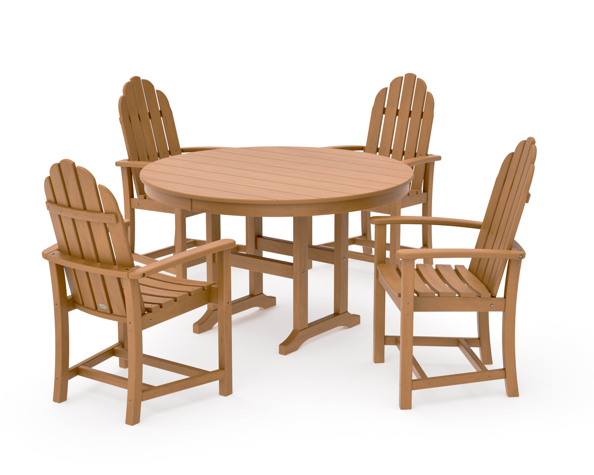 POLYWOOD Classic Adirondack 5-Piece Round Farmhouse Dining Set in Natural