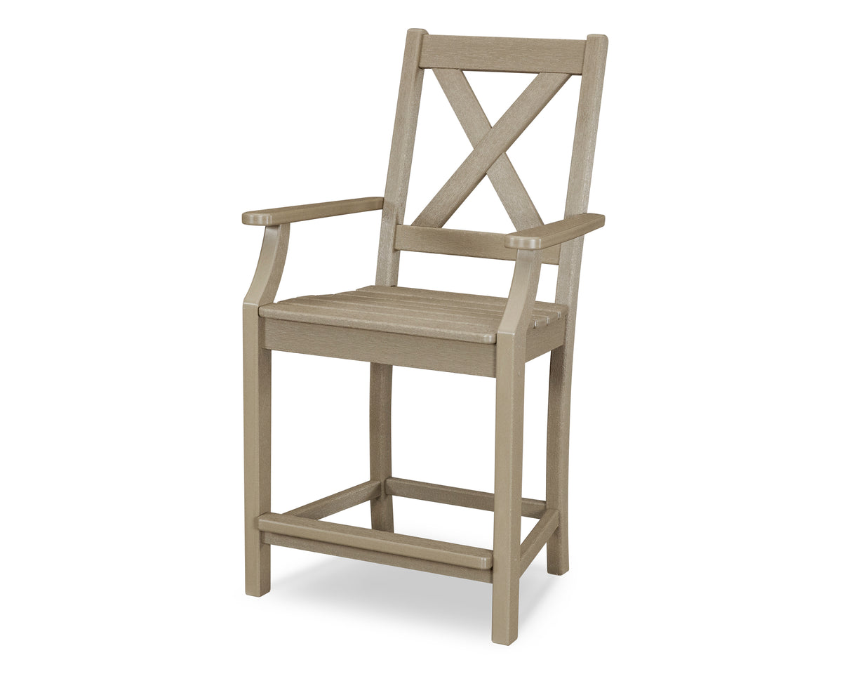 POLYWOOD Braxton Counter Arm Chair in Vintage Sahara