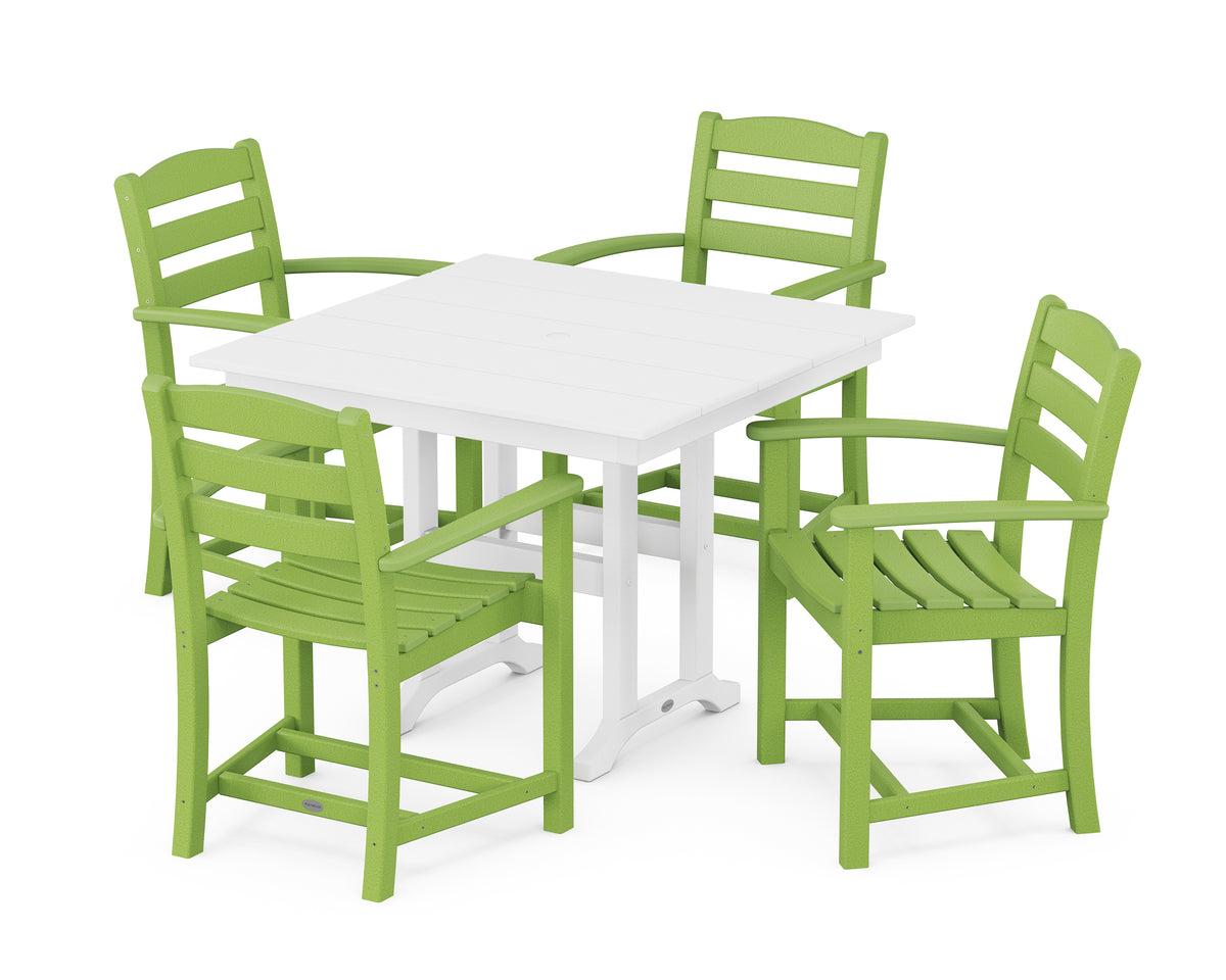 POLYWOOD La Casa Café 5-Piece Farmhouse Dining Set in Lime / White