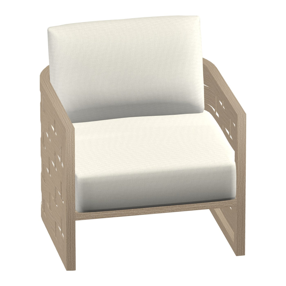 Castelle Biscayne Cushioned Lounge Chair in Brushed Oak frame finish (3D render)