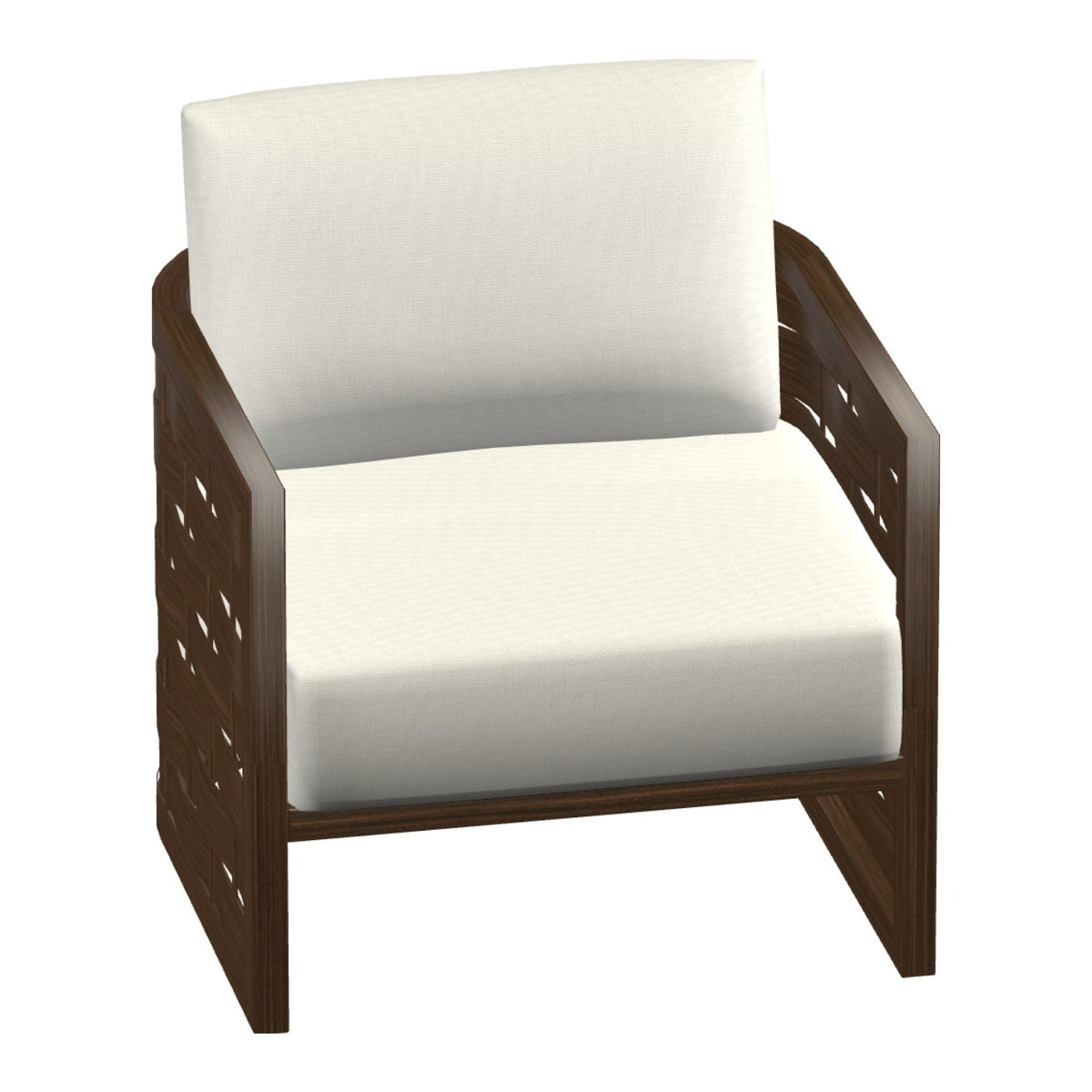 Castelle Biscayne Cushioned Lounge Chair in Brushed Pecan frame finish (3D render)