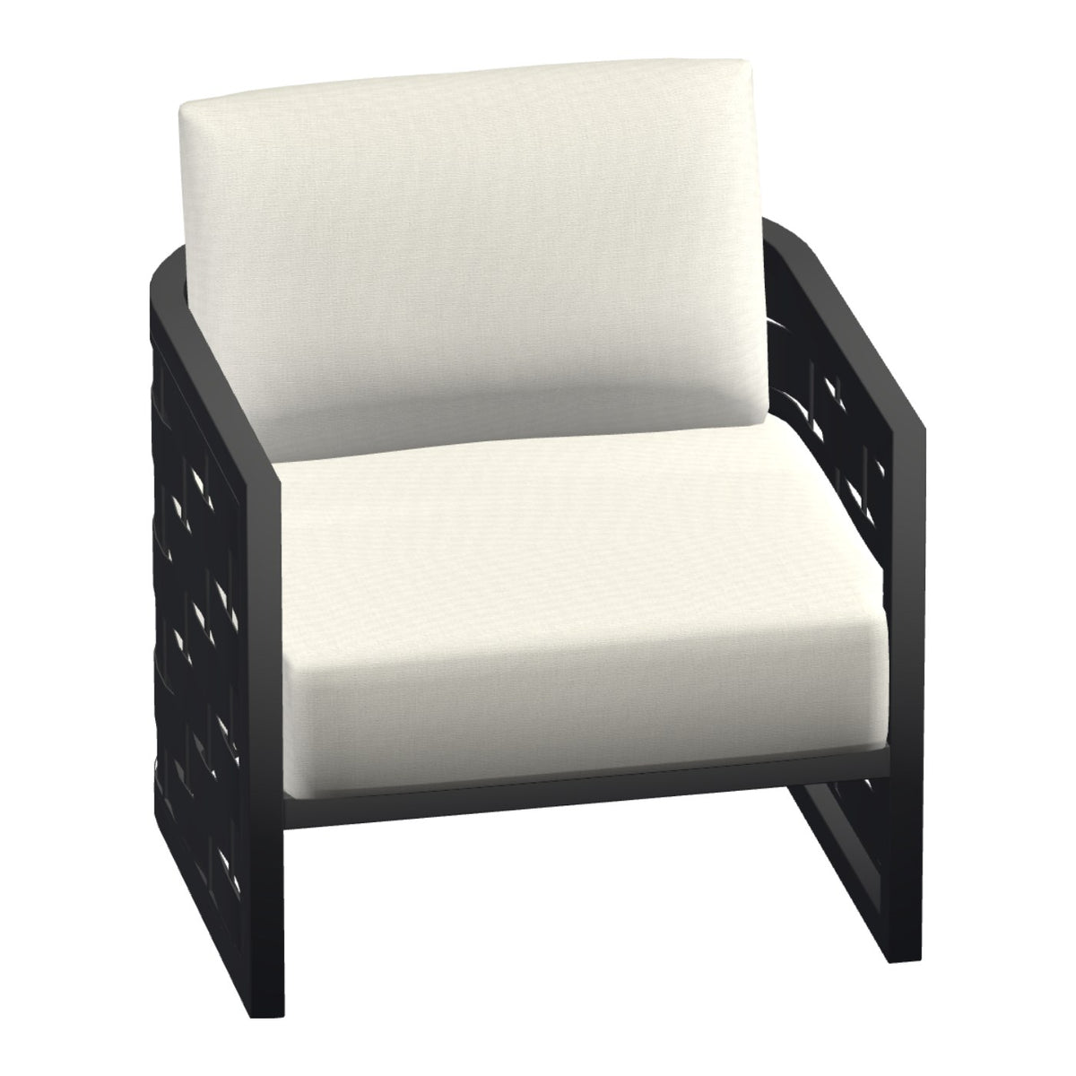 Castelle Biscayne Cushioned Lounge Chair in Matte Black frame finish (3D render)