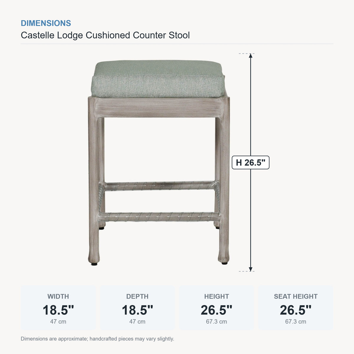 Castelle Lodge Cushioned Counter Stool dimensions
