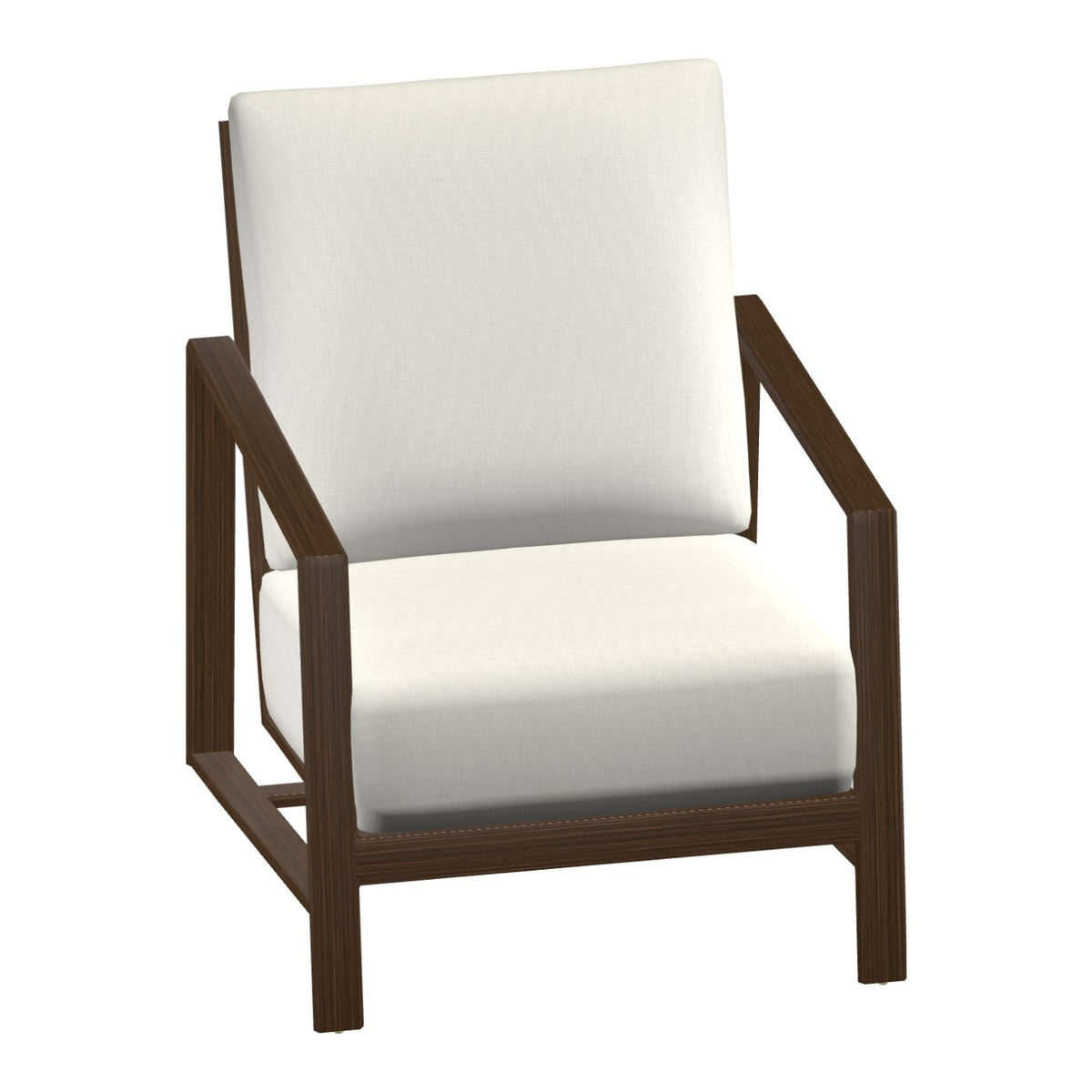 Castelle Prism Cushioned Lounge Chair in Brushed Pecan frame finish (3D render)