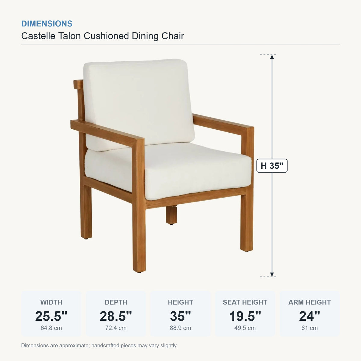 Castelle Talon Cushioned Dining Chair dimensions