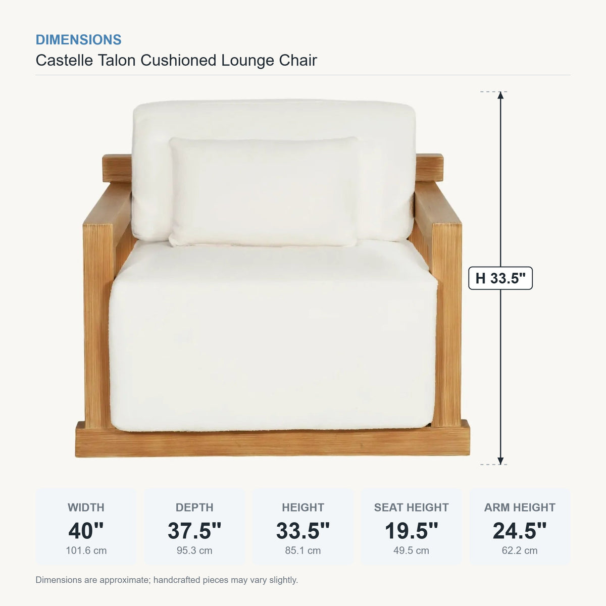 Castelle Talon Cushioned Lounge Chair dimensions